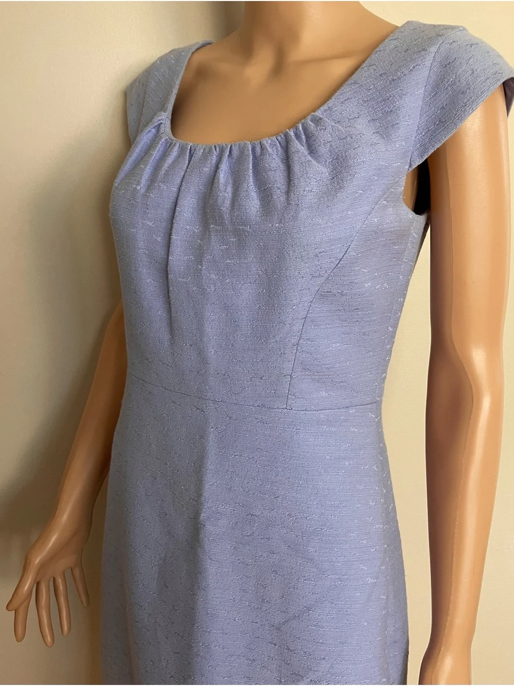 KATE SPADE NEW YORK Blue Lavender GATHERED Scoop Neck CAP Sleeve MIDI DRESS  4